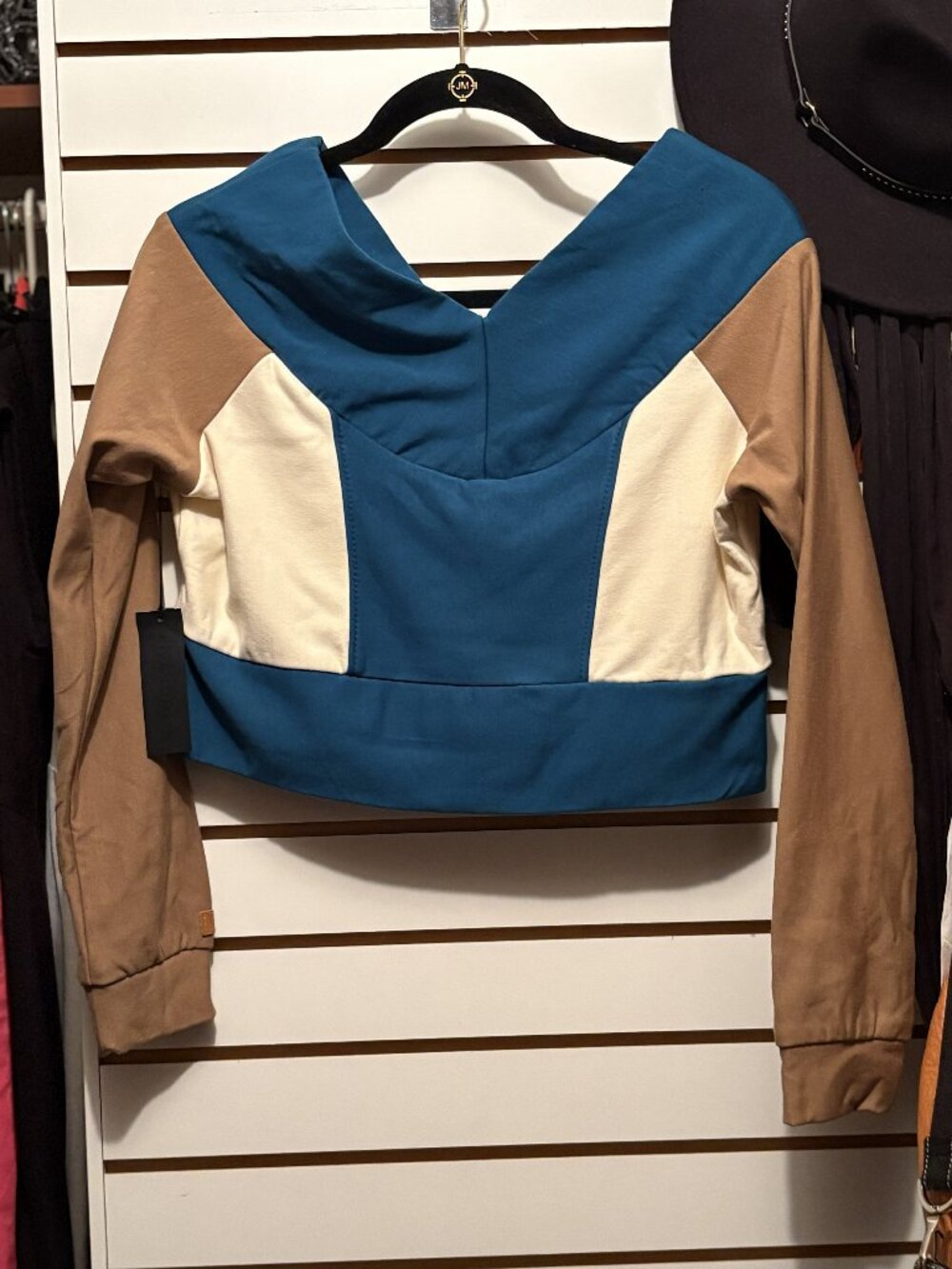 Kiya Tomlin crop colorblock top